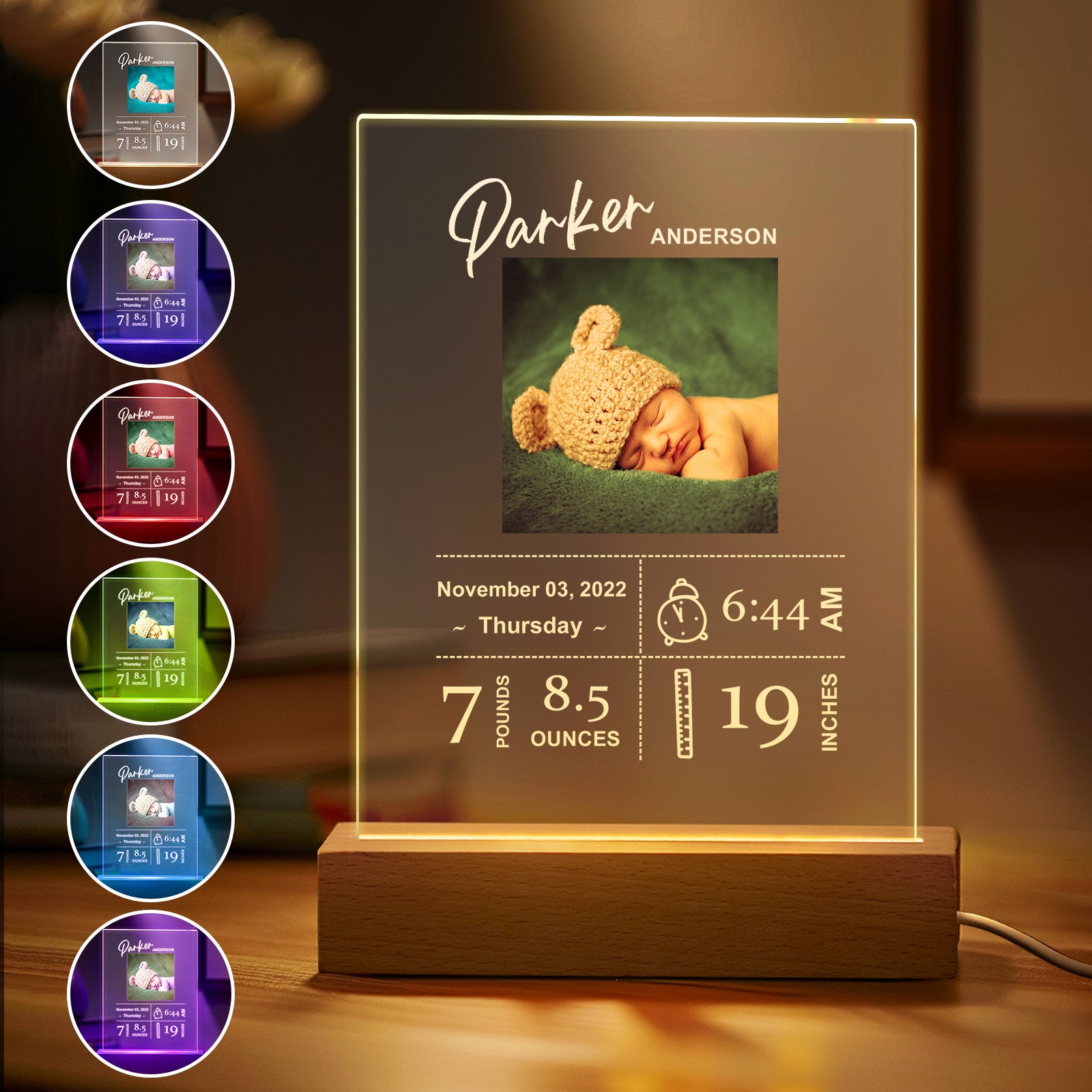 Custom Baby Birth Info Night Light