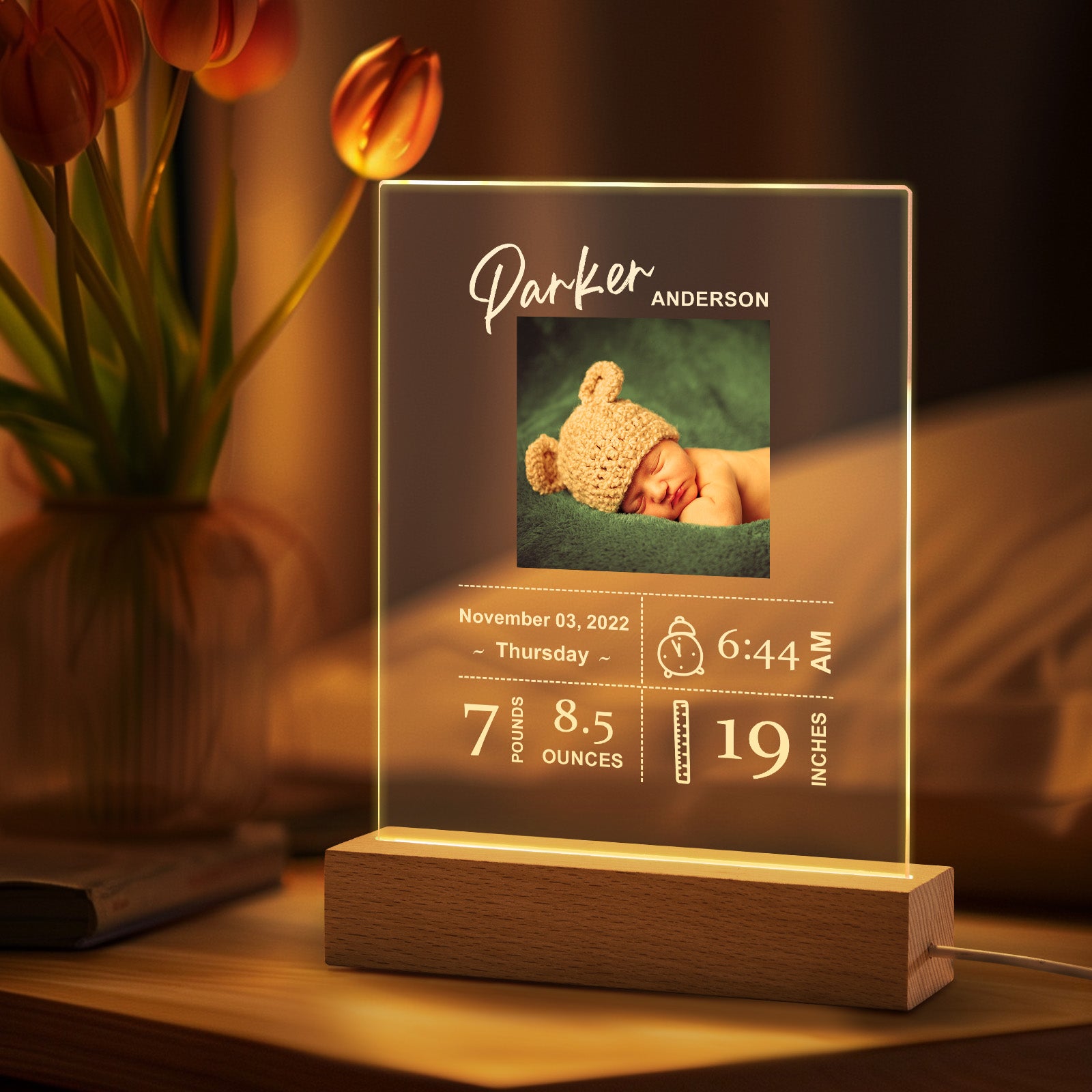 Custom Baby Birth Info Night Light