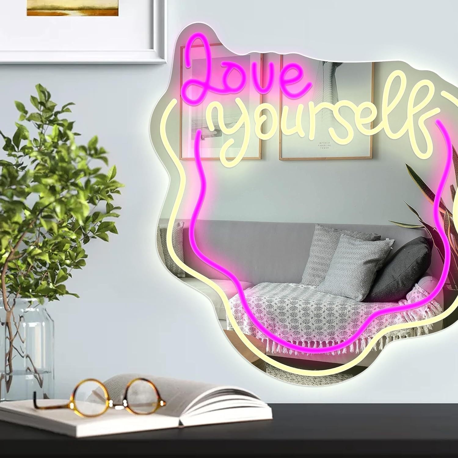 Wavy Neon Mirror Light