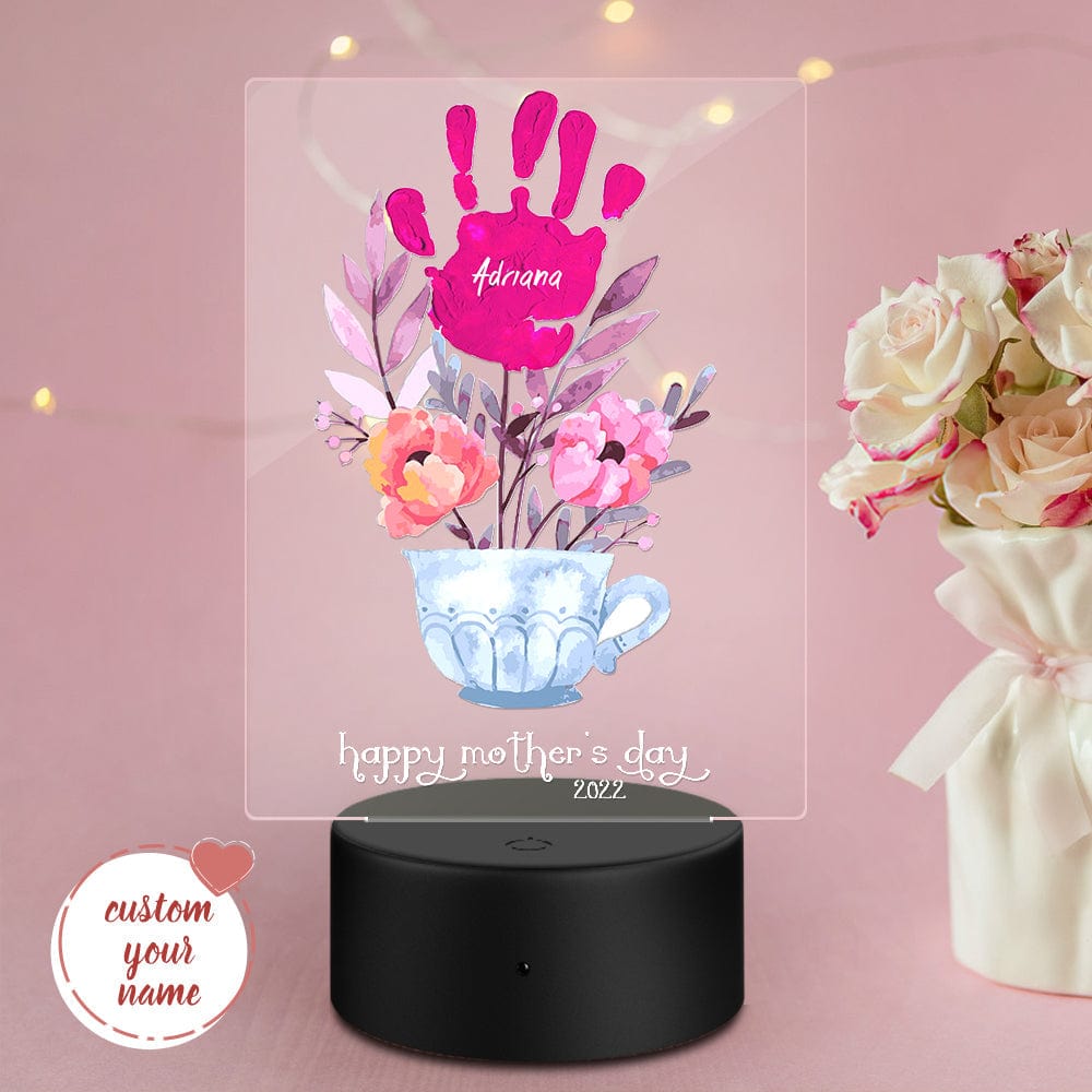 Custom Name and Date Night Light Handprint Lamp Mother's Day Gift
