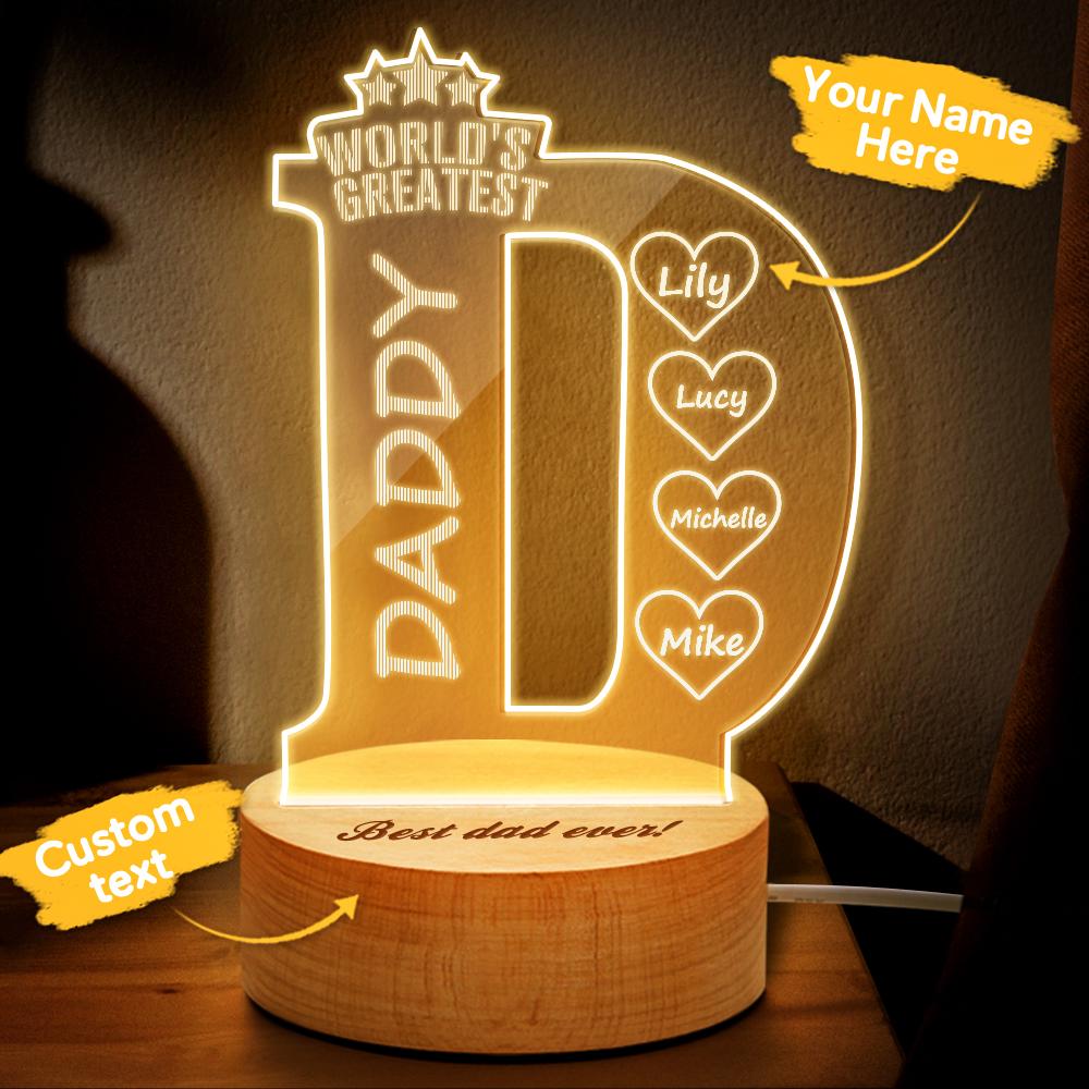 Custom Name Bedroom Night Light Best Gifts For Father