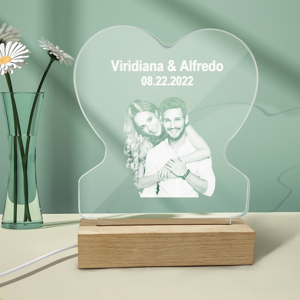 Photo Heart Glass Lamp