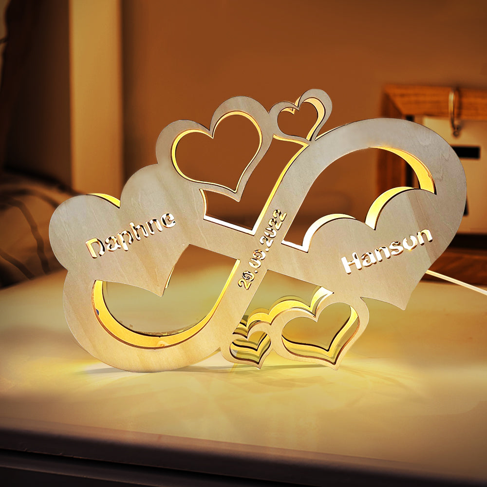 Infinity Heart Wooden Lamp