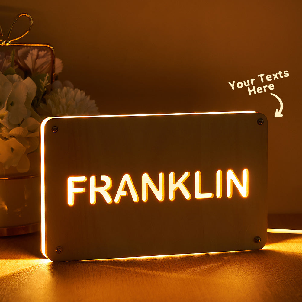 Wood Text Name Lamp