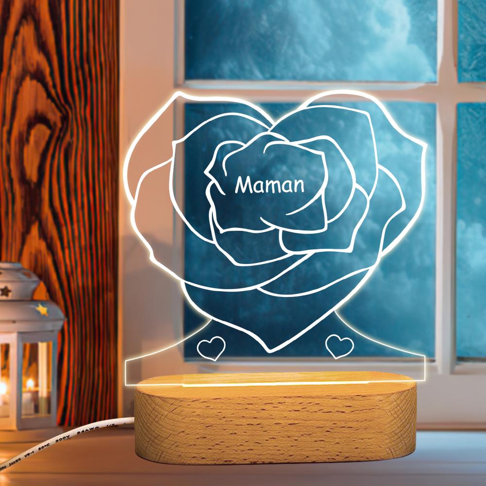 Rose Engraved Heart Lamp