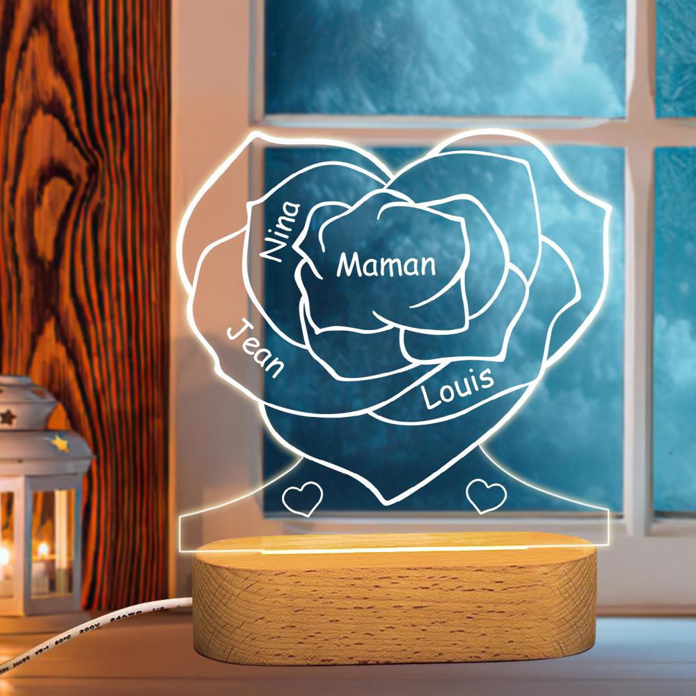 Rose Engraved Heart Lamp