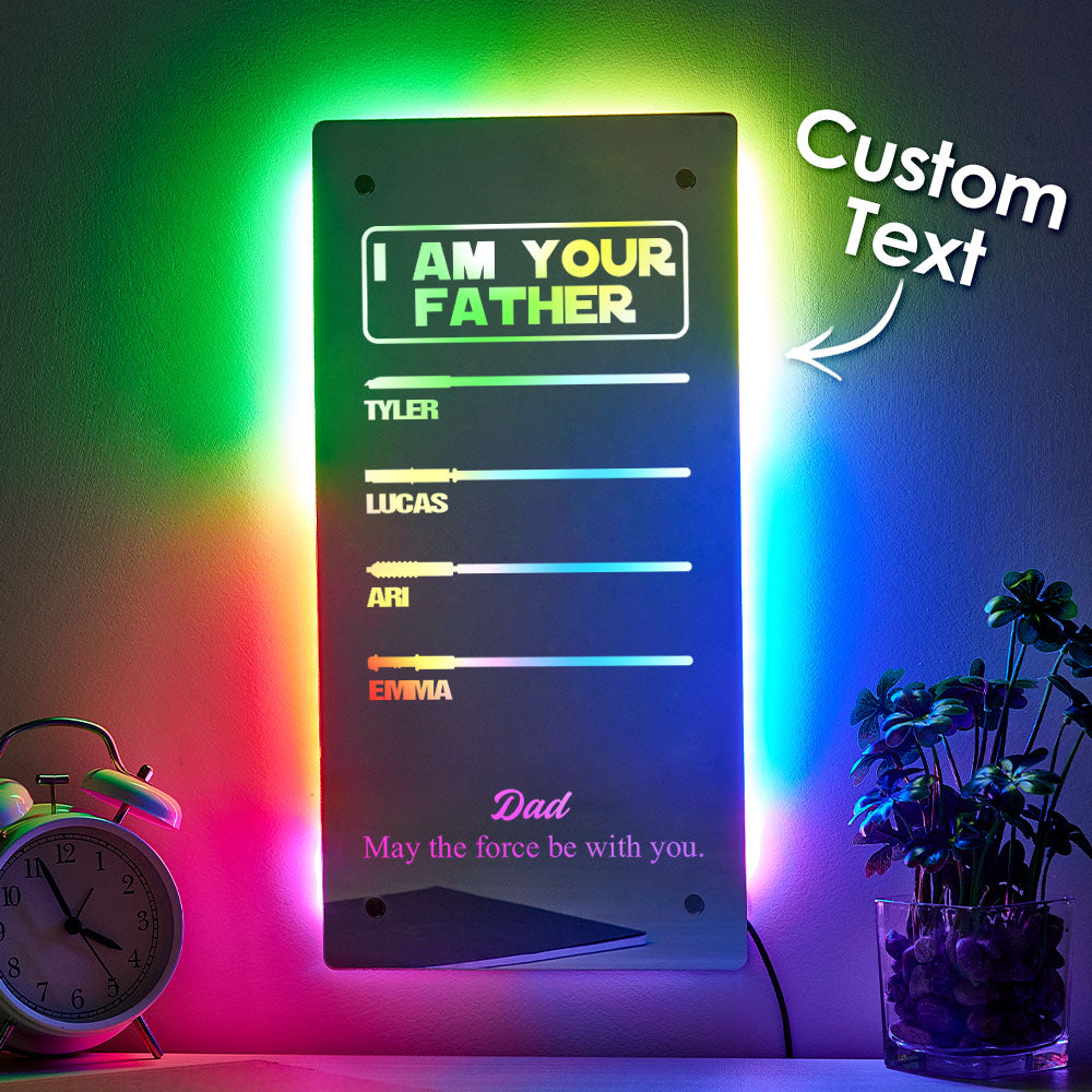 Custom Name Father's Day Hot Sale I Am Your Father Lightsaber Mirror Lamp