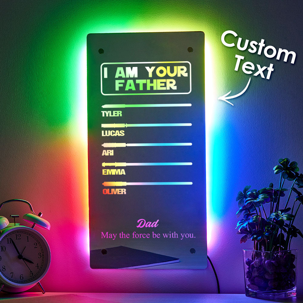 Custom Name Father's Day Hot Sale I Am Their Father Lightsaber Mirror Lamp