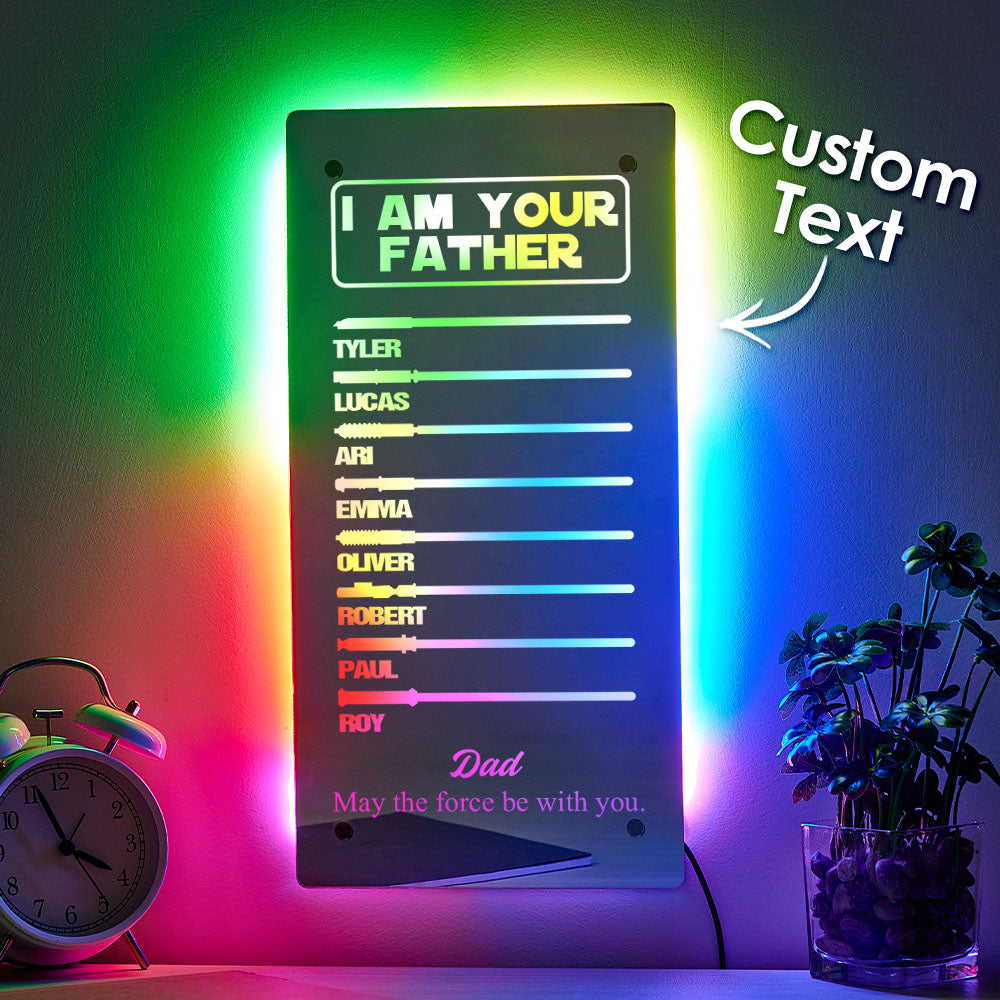 Custom Name Father's Day Hot Sale I Am Your Father Lightsaber Mirror Lamp