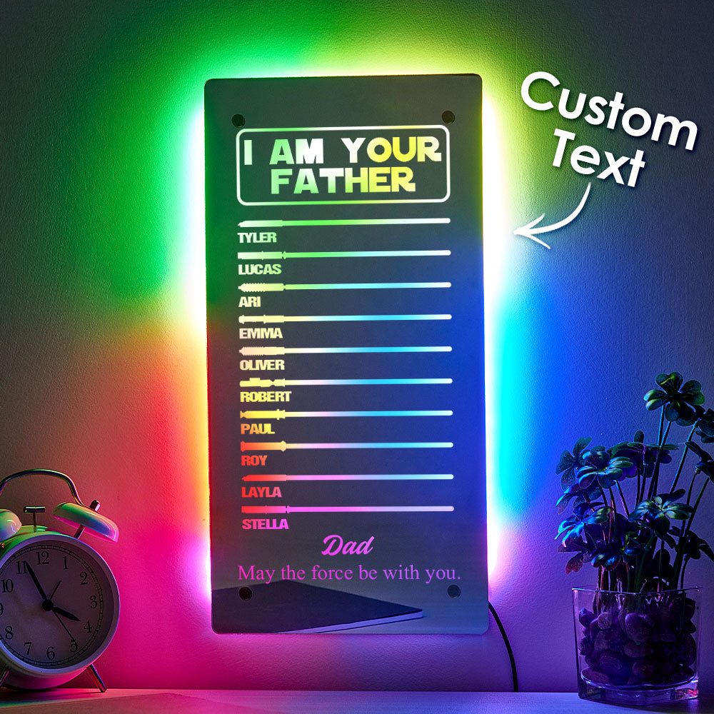 Custom Name Father's Day Hot Sale I Am Your Father Lightsaber Mirror Lamp