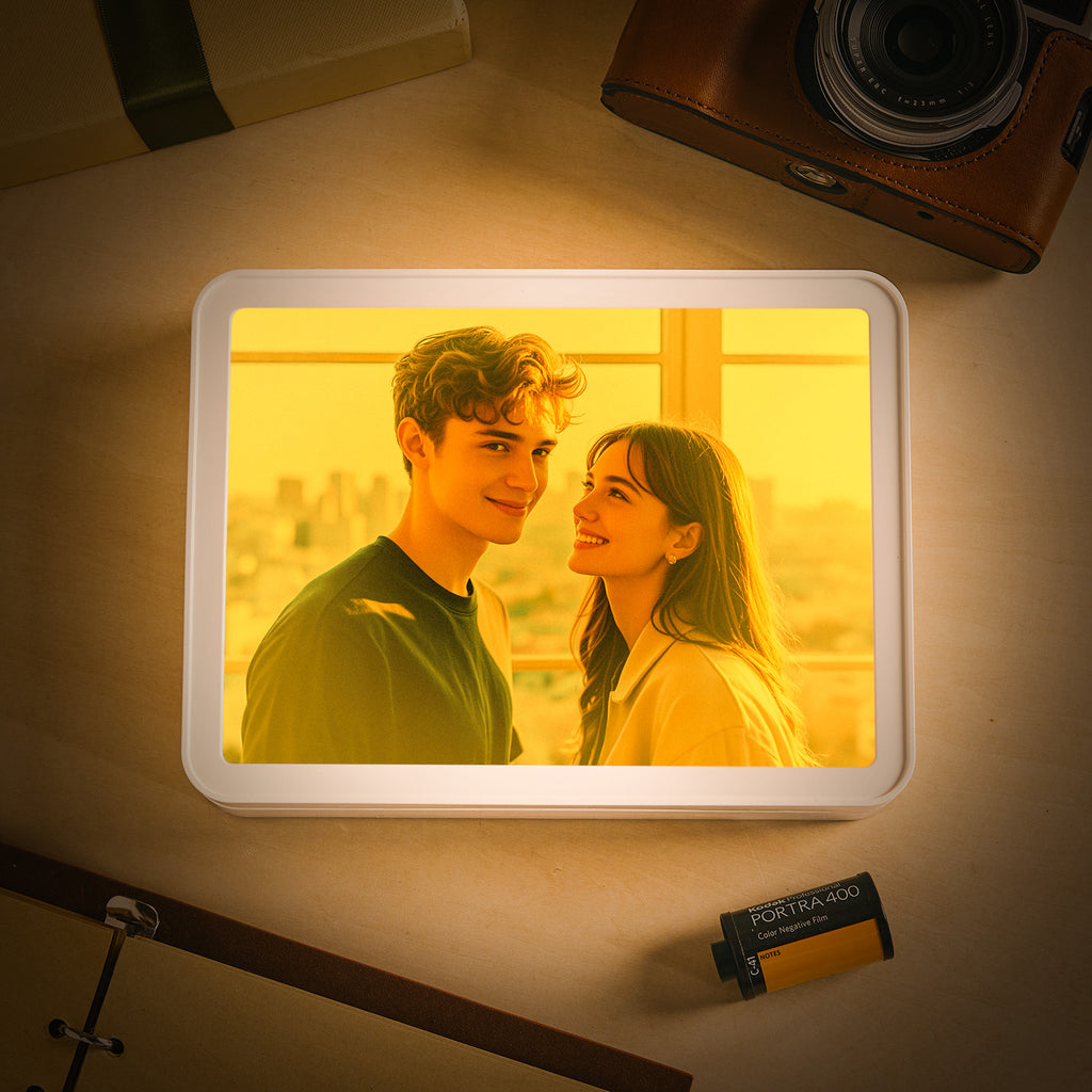 Custom Photo Bluetooth Speaker Music Mirror Lamp – Personalized Christmas Gift with Light & Sound