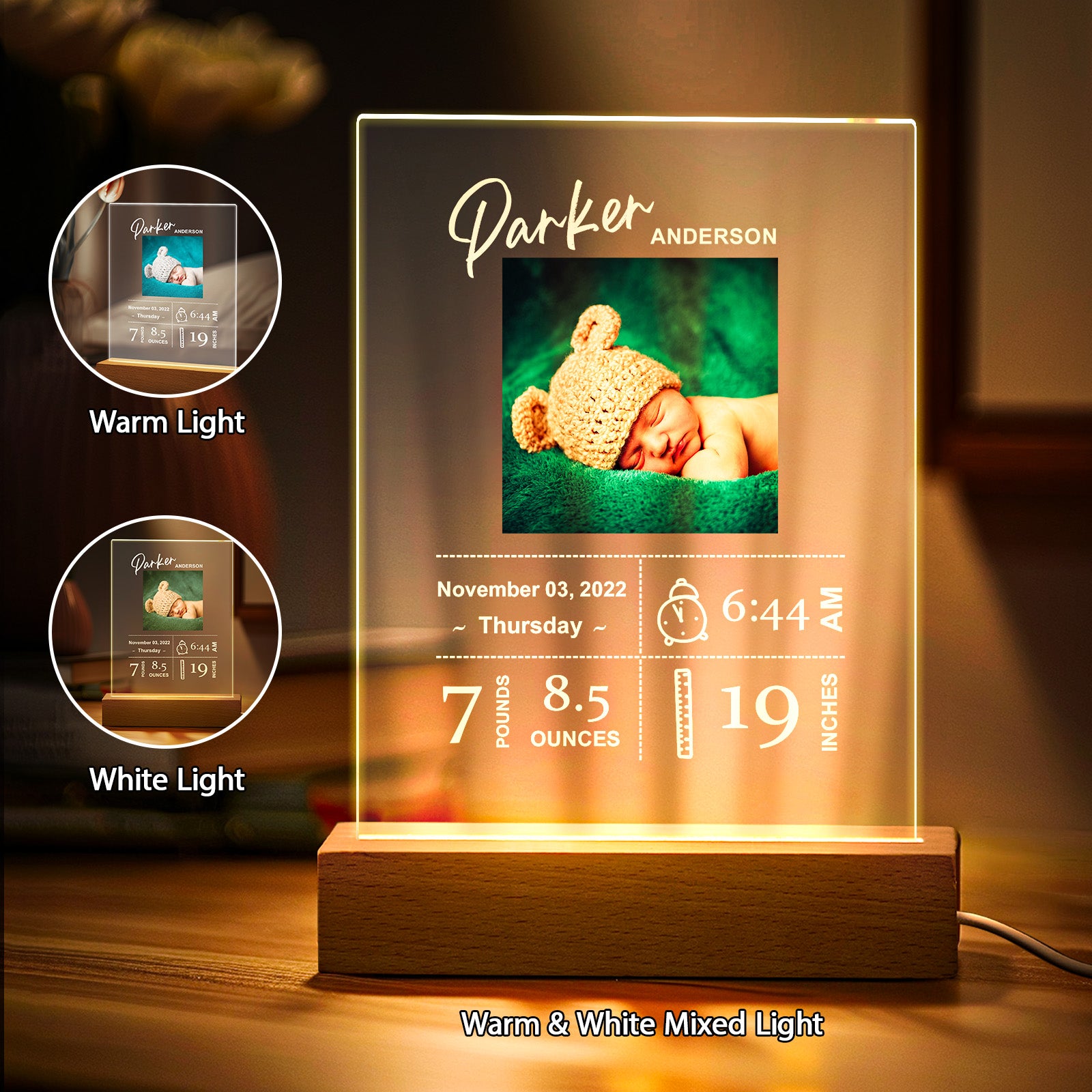 Custom Baby Birth Info Night Light
